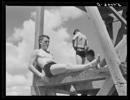 On Saturday afternoons and Sundays boys and children from nearby farms and neighborhoods go swimming in Lake Providence, Louisiana