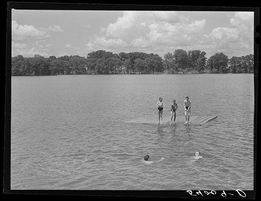 On Saturday afternoons and Sundays boys and children from nearby farms and neighborhoods go swimming in Lake Providence, Louisiana