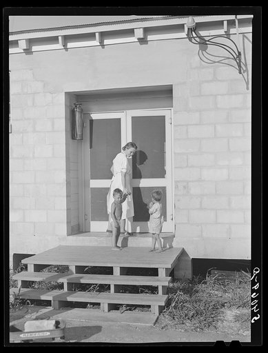 Untitled photo, possibly related to: Showers for both babies and older children and for parents and complete laundry facilities are provided in the utility building for members of the Osecola migratory labor camp. Belle Glade, Florida