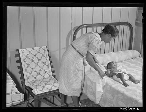 Interior of one of the shelters at Okeechobee migratory labor camp. Belle Glade, Florida