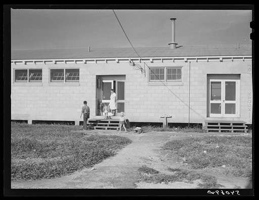 Untitled photo, possibly related to: Children leaving health clinic after getting typhoid antitoxin shots at Osceola migratory labor camp. Belle Glade, Florida