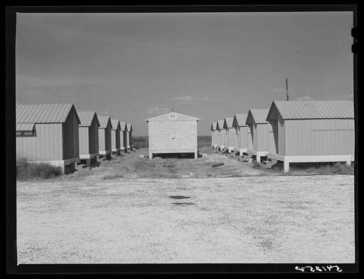 Isolation unit shelters for contagious diseases at Okeechobee migratory labor camp. Belle Glade, Florida