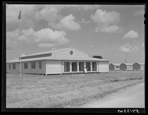 Untitled photo, possibly related to: The assembly building is always open for meetings, games, reading, and recreational activities at Okeechobee migratory labor camp. Belle Glade, Florida
