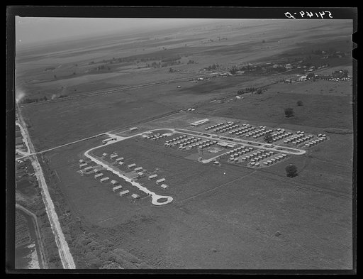 Aerial view of Osceola migratory labor camp. Belle Glade, Florida
