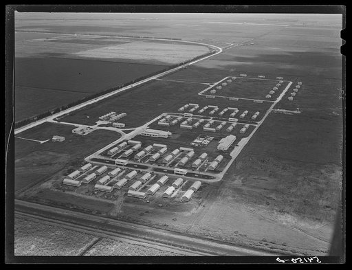 Aerial view of Osceola migratory labor camp. Belle Glade, Florida