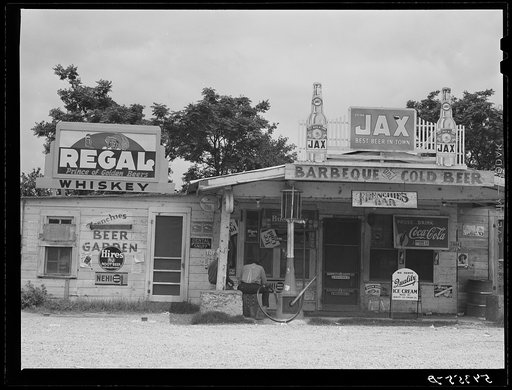 Melrose, Natchitoches Parish. Louisiana crossroads store, bar "jook joint," and gas station, in cotton plantation area