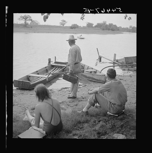 Untitled photo, possibly related to: Boating and fishing along Cane River on Fourth of July. Near Natchitoches, Louisiana