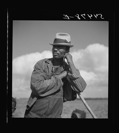 Member of Allen Plantation cooperative association resting while hoeing cotton. Near Natchitoches, Louisiana