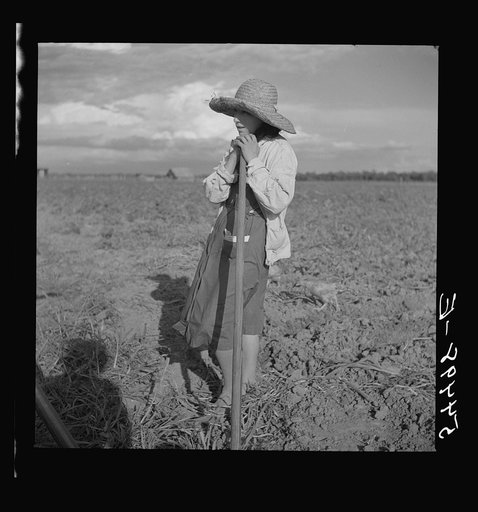 Member of Allen Plantation cooperative association resting from hoeing cotton. Near Natchitoches