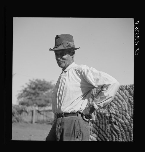 Melrose, Natchitoches Parish, Louisiana. One of the French mulatto colony near John Henry cotton plantation. Uncle Joe Rocque, about eighty-six years old (see general caption)