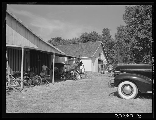 Untitled photo, possibly related to: Stables at the Shelby County horse show and fair. Shelbyville, Kentucky