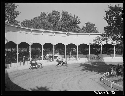 Untitled photo, possibly related to: Sulky or harness races. Horse show, Shelby County fair, Shelbyville, Kentucky