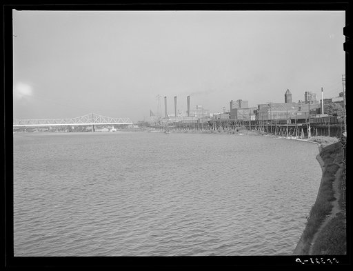 Louisville waterfront along the Ohio River. Kentucky
