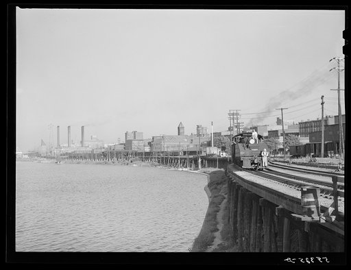 Louisville waterfront along the Ohio River. Kentucky