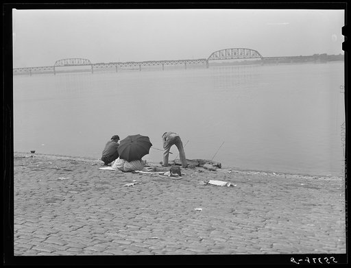Untitled photo, possibly related to: Fishing on Ohio riverfront in Louisville, Kentucky