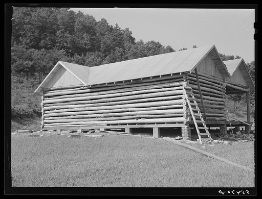 Modern log house under construction near Morehead, Kentucky