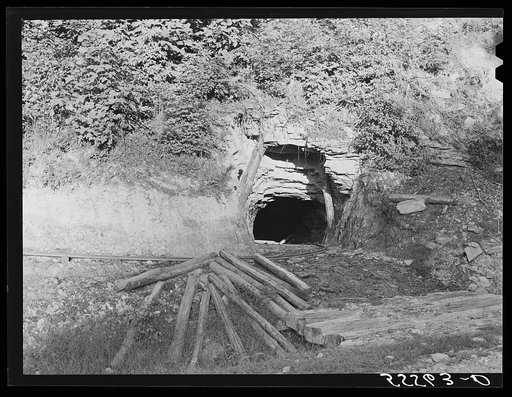 Mountain families in Kentucky "raise" their own coal in the back yard along roadsides. Up Morris Fork of Kentucky River