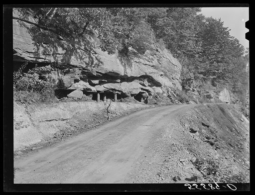 Mountain families in Kentucky "raise" their own coal in the back yard along roadsides. Up Morris Fork of Kentucky River