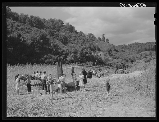 In the fall of the year during the time of "syrupping off" operations many children stay home from school to eat the sorghum when it is boiled down. At a mountaineer's home on the road between Jackson and Campton, Kentucky
