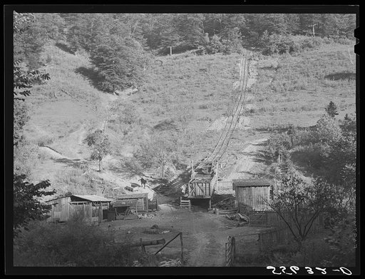 Mountaineers "raise" coal in their own backyard for home use. Up Squabble Creek, near Buckhorn, Kentucky