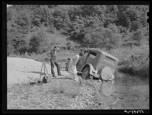 Car in which school superintendent and photographer went up South Fork of the Kentucky River to take pictures of conditions in rural schools. Breathitt County, Kentucky
