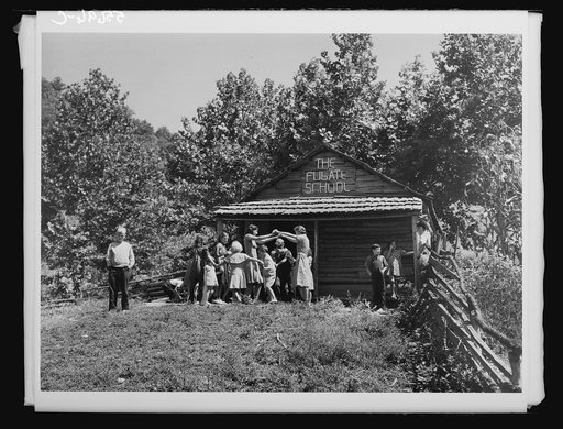 One-room school in Breathitt County, Kentucky. Up South Fork of the Kentucky River