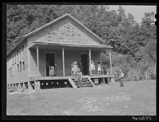 One-room school house showing overcrowded conditions and need for repairs and equipment. Breathitt County, Kentucky