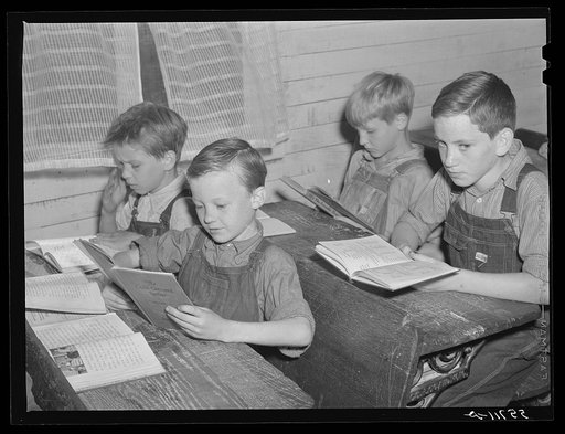 One-room school showing overcrowded conditions and need for repairs and equipment. Breathitt County, Kentucky