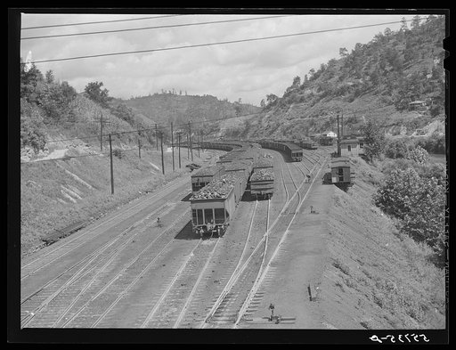 Carloads of coal in mining section near Hazard, Kentucky