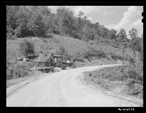 Mountain cabin, general store and gas station along highway near Hyden, Kentucky
