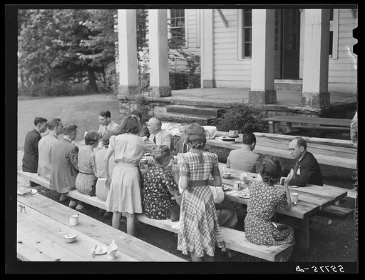 Meeting and picnic lunch at Pine Mountain settlement school near Harlan, Kentucky
