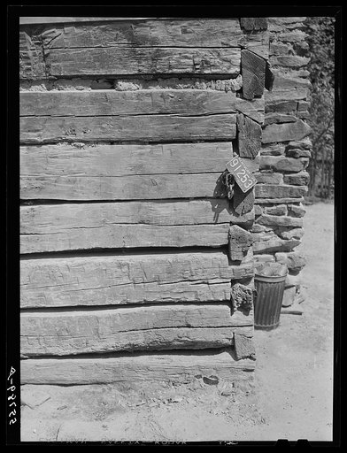 Old home made of hand hewn logs near Jackson. Breathitt County, Kentucky