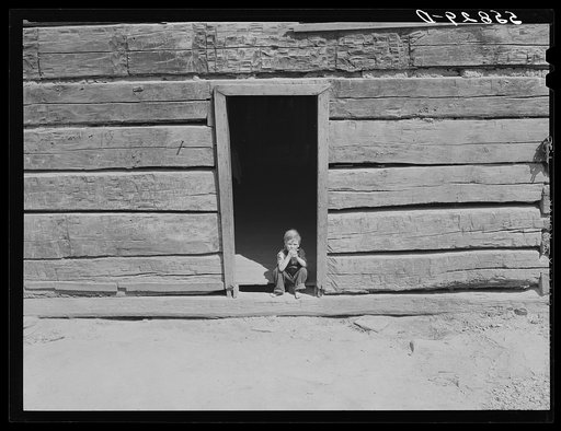 Old mountain cabin made of hand hewn logs near Jackson, Breathitt County, Kentucky