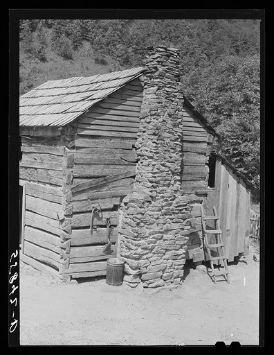 Old home made of handhewn logs near Jackson. Breathitt County, Kentucky