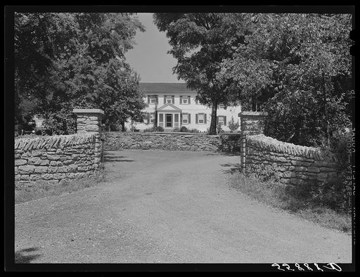 Home with old stone walls in bluegrass region near Lexington, Kentucky