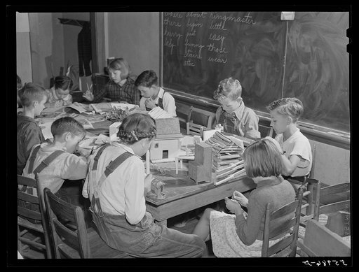 Big Rock school, built since Mrs. Marie R. Turner has been county superintendent. She is trying to consolidate all the schools and build them of stone since so many of the mountain schools have been burned down several times. She has been encouraging an activity program emphasizing creative arts and