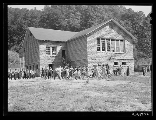 Big Rock school, built since Mrs. Marie R. Turner has been county superintendent. She is trying to consolidate all the schools and build them of stone since so many of the mountain schools have been burned down several times. She has been encouraging an activity program emphasizing creative arts and