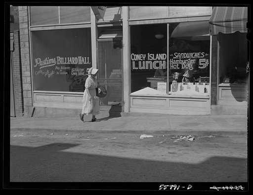Mountain woman going to market in Jackson, Breathitt County, Kentucky