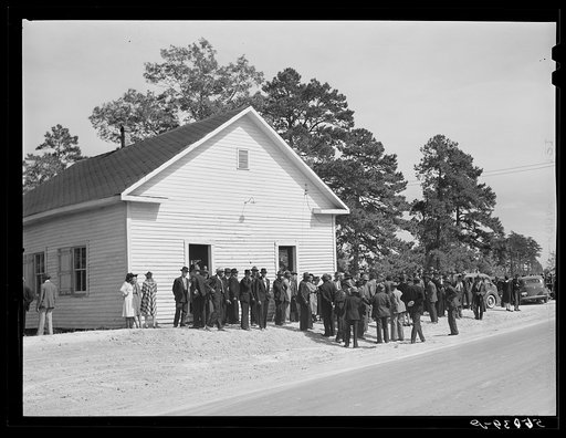 A ministers and deacons meeting in colored church. Caswell County, North Carolina