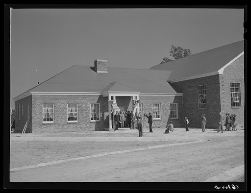 Governor Hoey and other prominent citizens of the county at the dedication of the new building at Anderson school. Caswell County, North Carolina