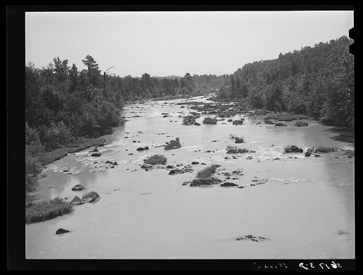 Haw River from bridge on Highway 64 east of Pittsboro. Chatham County, North Carolina