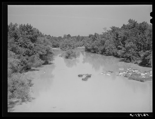 Haw River from bridge on Highway 64 east of Pittsboro. Chatham County, North Carolina