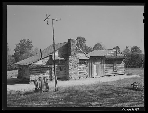 Untitled photo, possibly related to: Tenant's home and lean-to kitchen. Caswell County, North Carolina