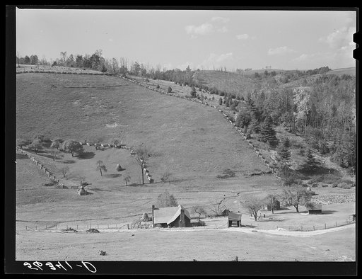 Untitled photo, possibly related to: Looking down on farm from Blue Ridge Parkway, Virginia