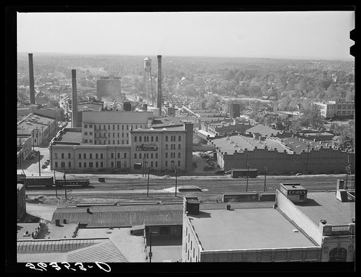 Old Bull Durham cigarette factory where Lucky Strikes are manufactured. Durham, North Carolina