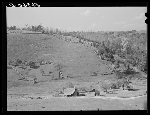Untitled photo, possibly related to: Looking down on farm from Blue Ridge Parkway, Virginia
