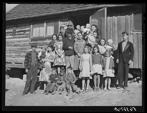 Noah Garland with his sons and some of their families. Southern Appalachian Project near Barbourville, Knox County, Kentucky