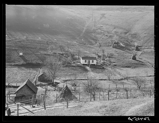 Noah Garland's home on the hillside near Barbourville, Knox County, Kentucky. Southern Appalachian Project