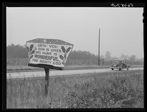 Religious sign on highway between Columbus and Augusta, Georgia, indicating revival of interest in religion