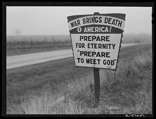 Religious sign on highway between Columbus and Augusta, Georgia, indicating revival of interest in religion. This sign was painted red, white and blue
